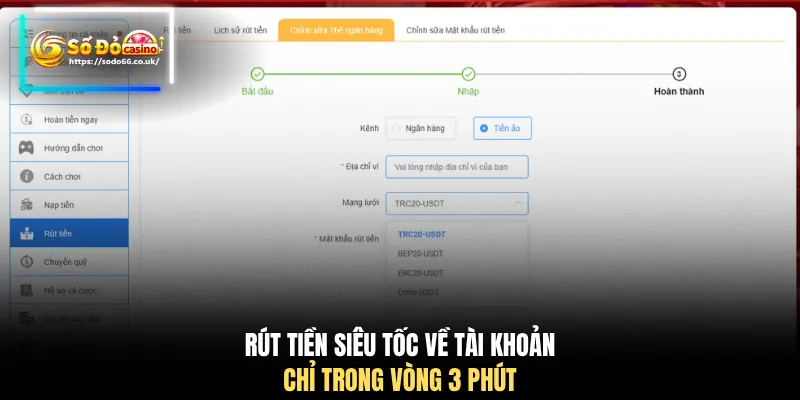Rút tiền siêu tốc về tài khoản chỉ trong vòng 3 phút